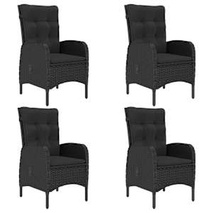 Vrtna jedilna garnitura 5-delna poli ratan in akacijev les črna - slika 6