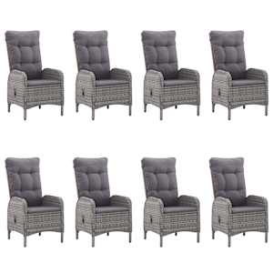 Vrtna jedilna garnitura 9-delna poli ratan in steklo siva - slika 3