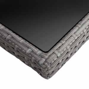 Vrtna jedilna garnitura 9-delna poli ratan in steklo siva - slika 11