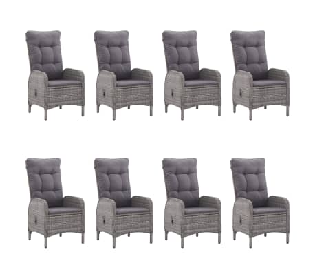 vidaXL 9 r&eacute;szes sz&uuml;rke polyrattan &eacute;s ak&aacute;cfa kerti &eacute;tkezőgarnit&uacute;ra