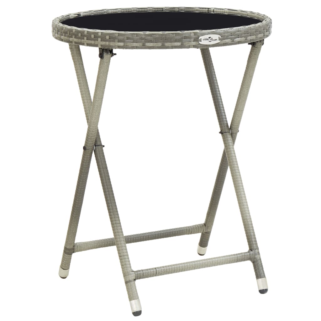 vidaXL 3-delige Bistroset poly rattan en glas grijs afbeelding