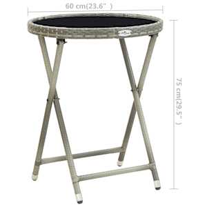 3dílný zahradní bistro set polyratan a sklo šedý - obrázek 12