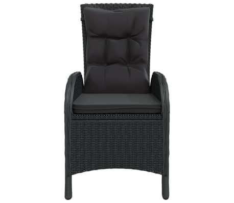 vidaXL Bistro komplektas, 3 dalių, juodas, poliratanas ir akacija