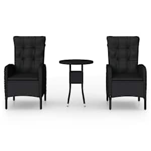 3dílný zahradní bistro set polyratan černý - obrázek 2
