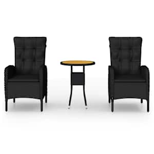 3dílný zahradní bistro set polyratan černý - obrázek 2