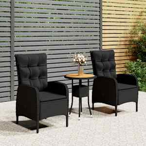 3dílný zahradní bistro set polyratan černý - obrázek 1