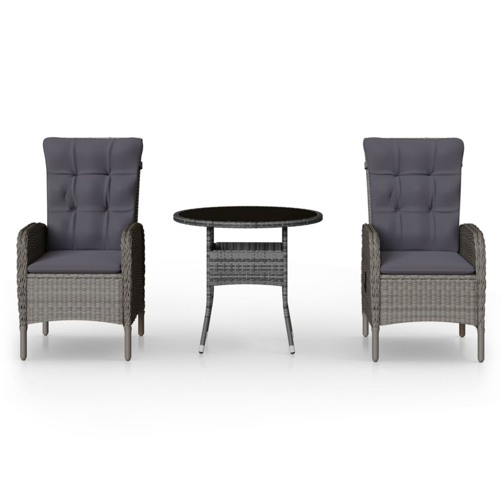Thumbnail - vidaXL 3-tlg. Garten-Bistro-Set Poly Rattan Grau