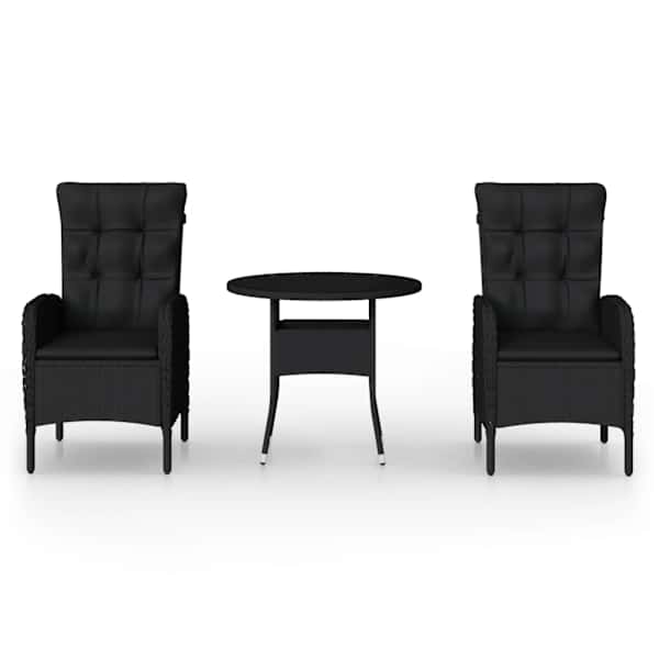 vidaXL 3-osaline aia bistrookomplekt, pol&uuml;rotang, must