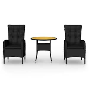 vidaXL 3-osaline aia bistrookomplekt, pol&uuml;rotang, must