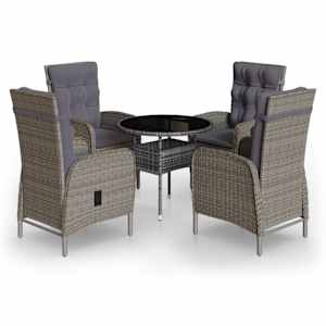 5dílný zahradní bistro set polyratan šedý - obrázek 2