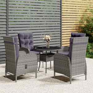 5dílný zahradní bistro set polyratan šedý - obrázek 1