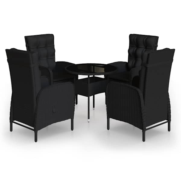 vidaXL 5-osaline aia bistrookomplekt, pol&uuml;rotang, must