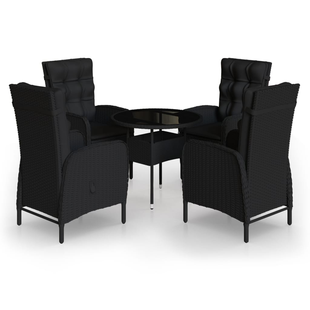 vidaXL 5dílný zahradní bistro set polyratan černý