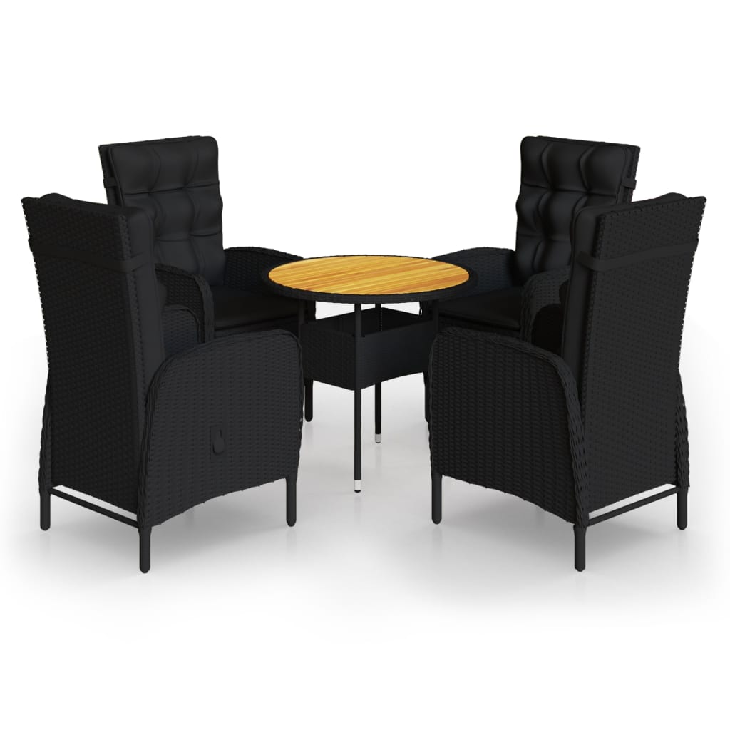 Thumbnail - vidaXL 5-tlg. Garten-Bistro-Set Poly Rattan Schwarz