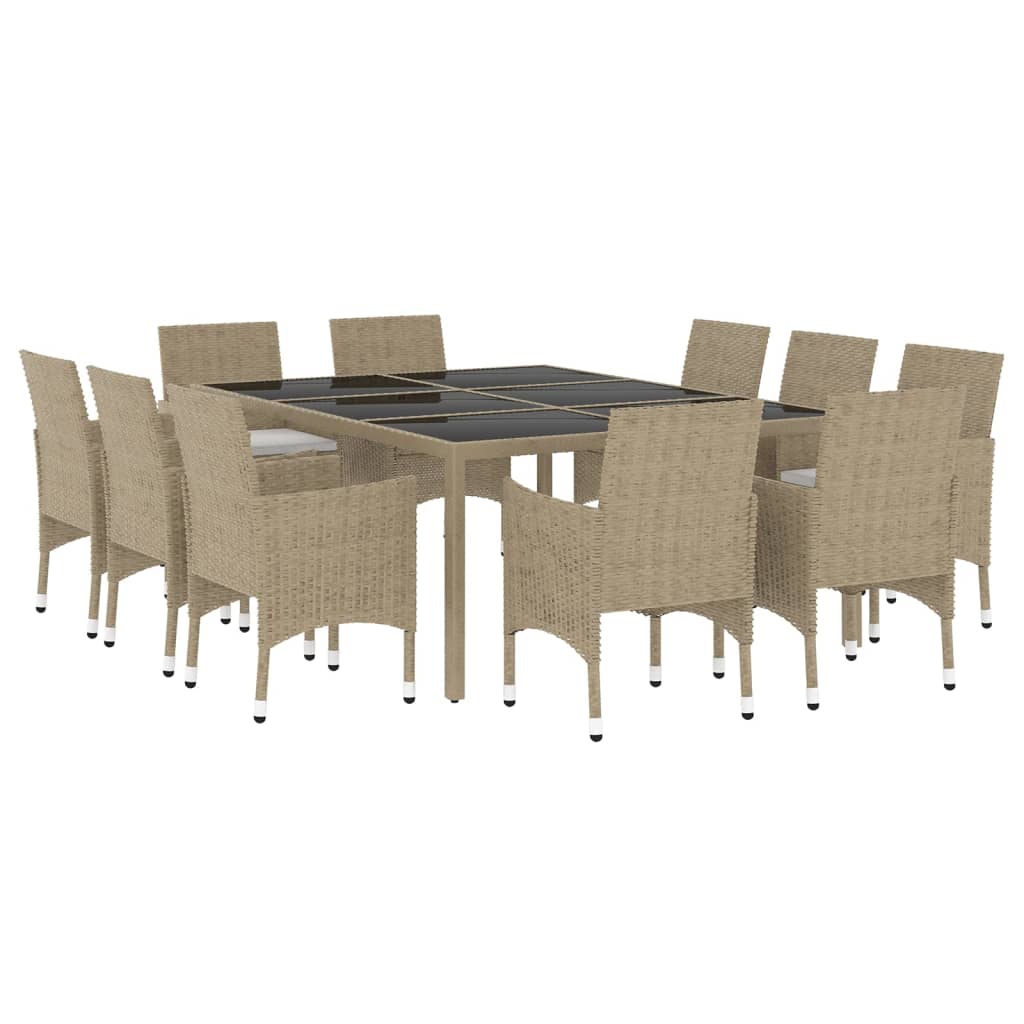 vidaXL 11-delige Tuinset poly rattan beige afbeelding