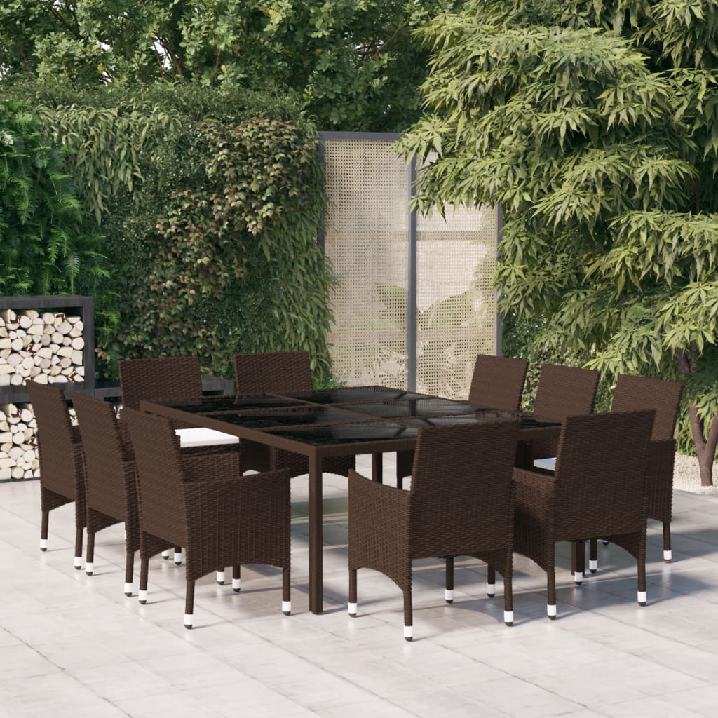 Vidaxl Set Mobilier De Gradina, 11 Piese, Maro, Poliratan