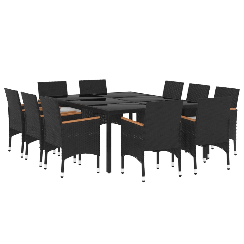 vidaXL 11-delige Tuinset poly rattan zwart afbeelding