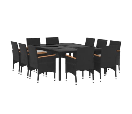 vidaXL 11-delige Tuinset poly rattan zwart