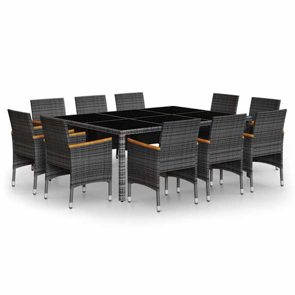 vidaXL 11-osaline aiam&ouml;&ouml;bli komplekt, pol&uuml;rotang, hall