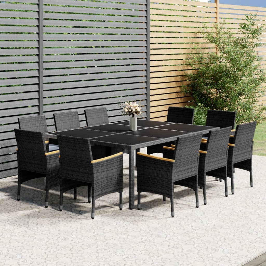 vidaXL 11-tlg. Garten-Essgruppe Poly Rattan Grau