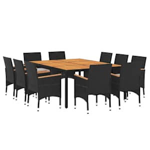 vidaXL 11-dielna z&aacute;hradn&aacute; jed&aacute;lensk&aacute; s&uacute;prava polyratanov&aacute; čierna