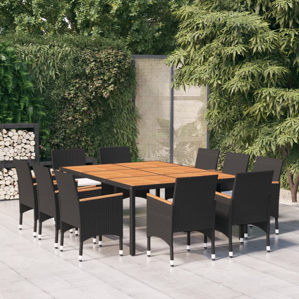 vidaXL Set mobilier de grădină, 11 piese, negru, poliratan grădină imagine model 2022