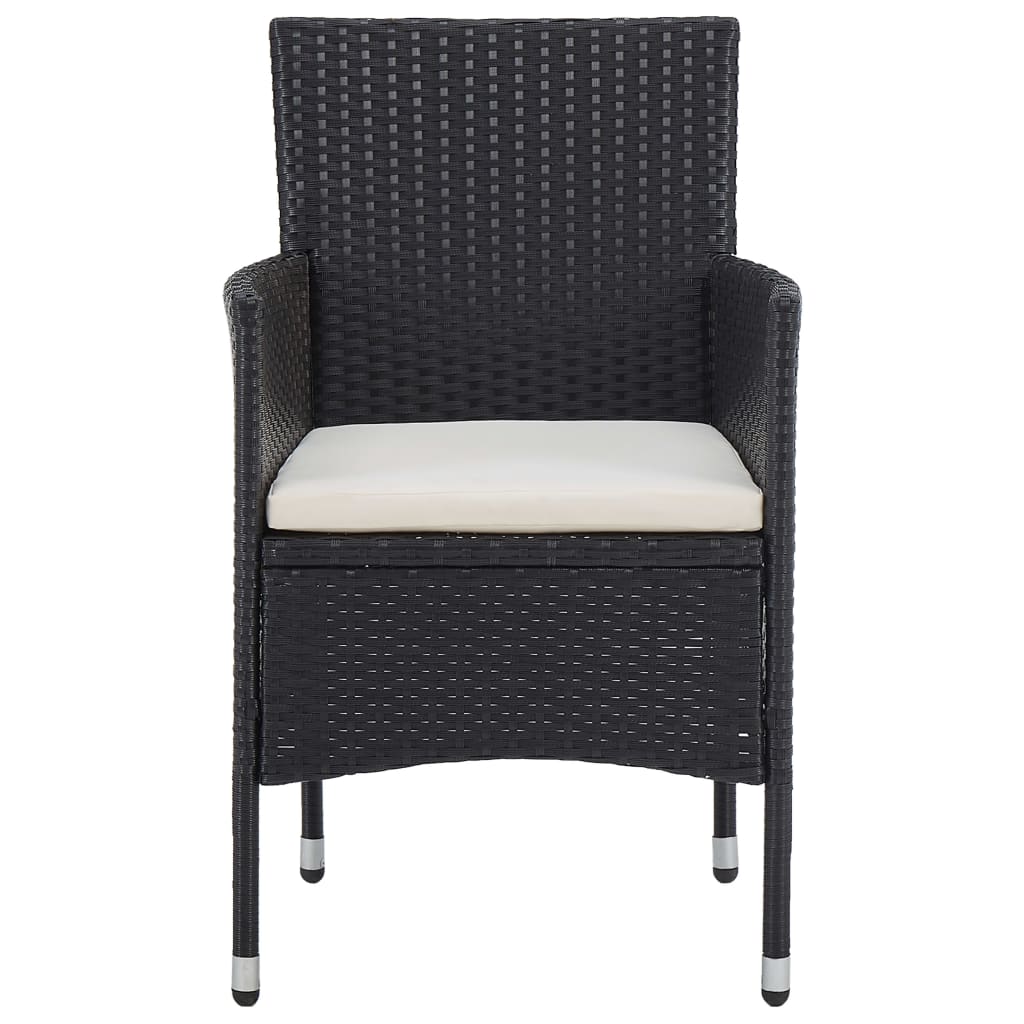 Set mobilier de grădină, 11 piese, negru, poliratan