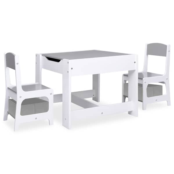 vidaXL lastelaud 2 tooliga, valge, MDF