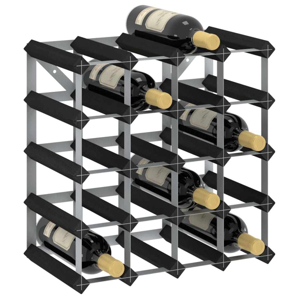 vidaXL Suport de vinuri, 20 sticle, negru, lemn masiv de pin depozitare