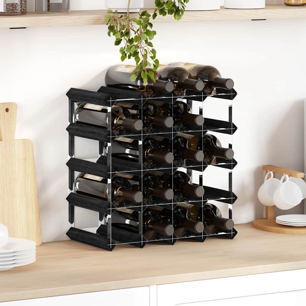 vidaXL Suport de vinuri, 20 sticle, negru, lemn masiv de pin