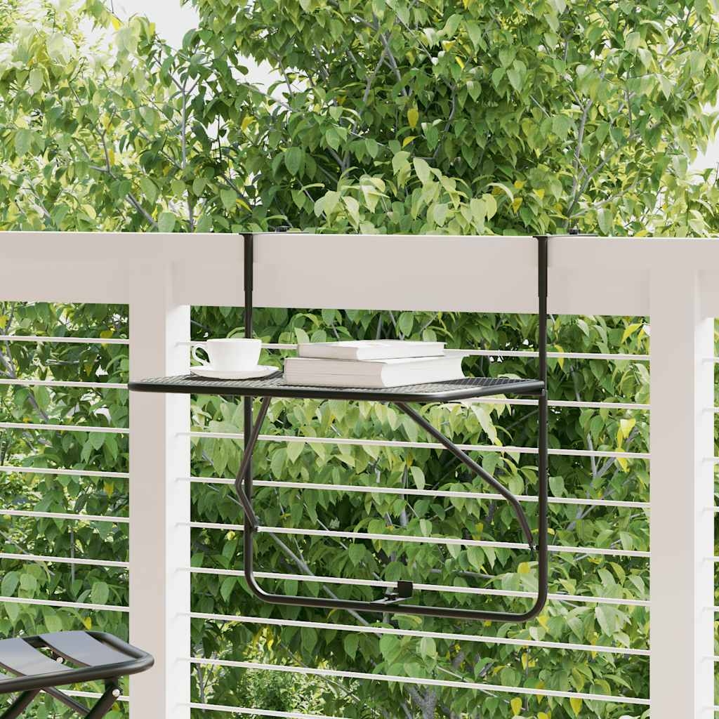vidaXL Balkontisch Schwarz 60x40 cm Stahl