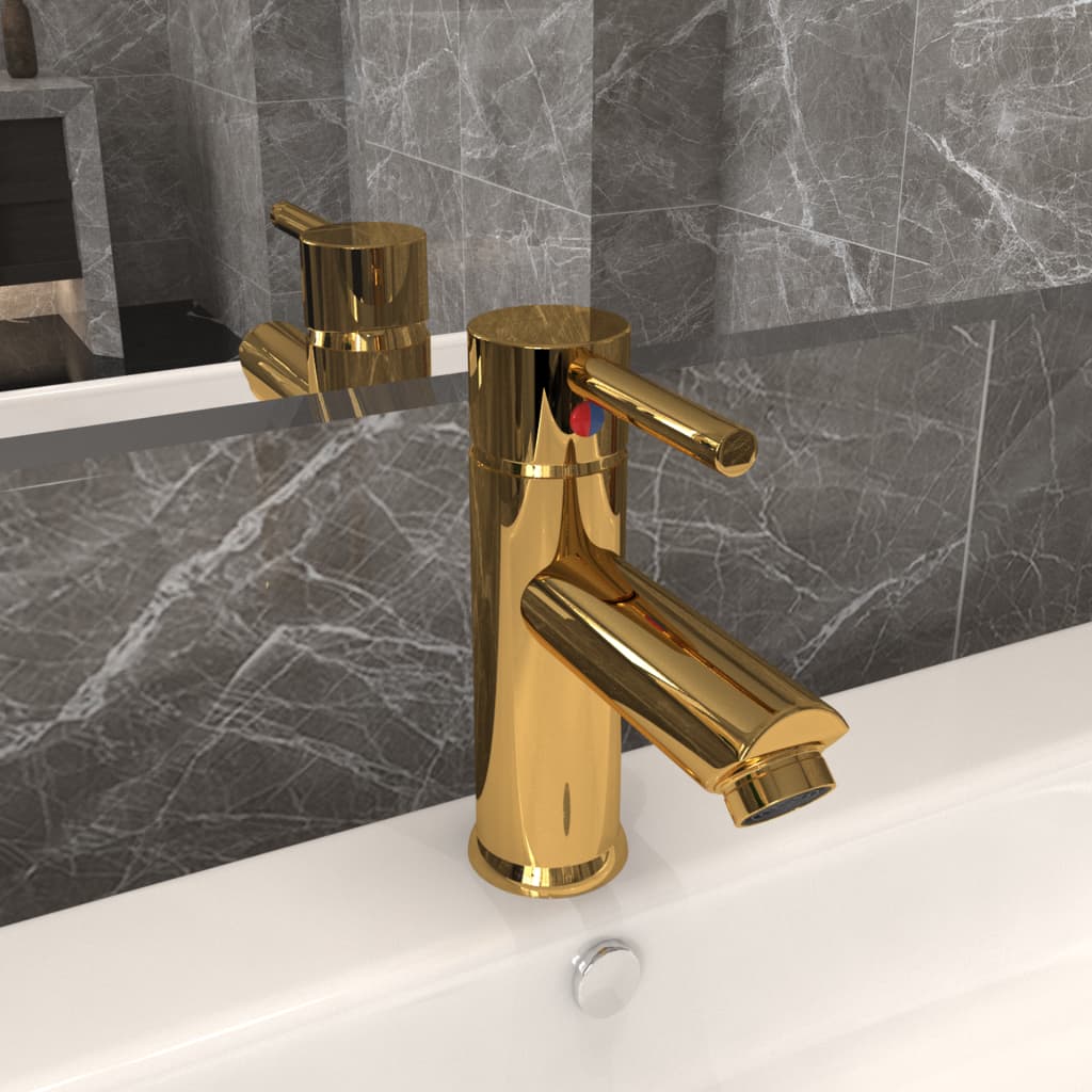 vidaXL vandhane til badeværelseshåndvask 130x176 mm guldfarvet