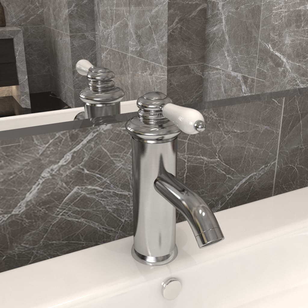 vidaXL vandhane til badeværelseshåndvask 130x180 mm sølvfarvet