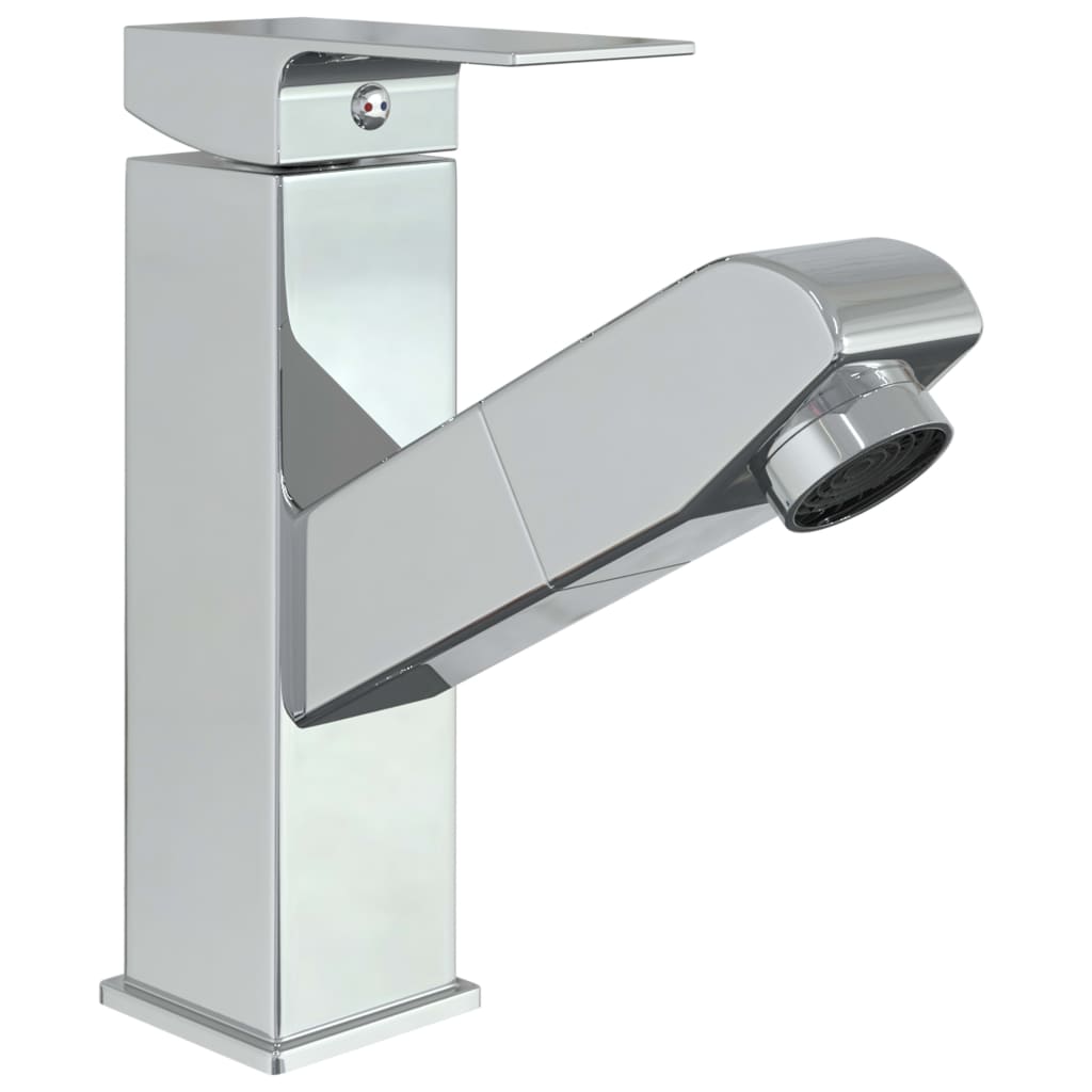 vidaXL Wastafelkraan met uittrekfunctie 157x172 mm verchroomd afbeelding