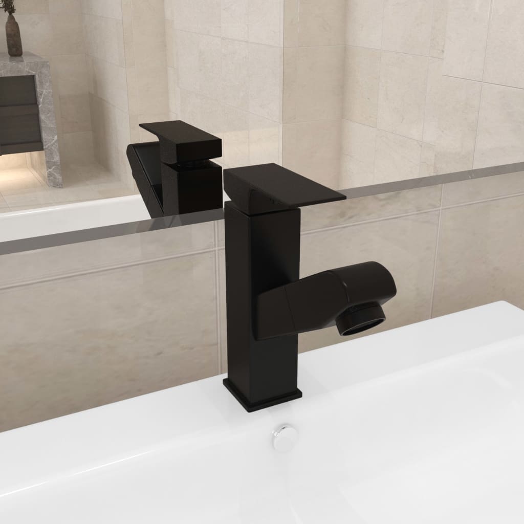Fekete kihúzható fürdőszobai mosdócsaptelep 157 x 172 mm 