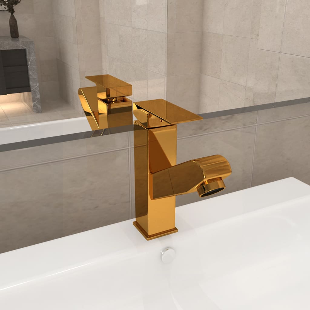 Aranyszínű kihúzható fürdőszobai mosdócsaptelep 157 x 172 mm 