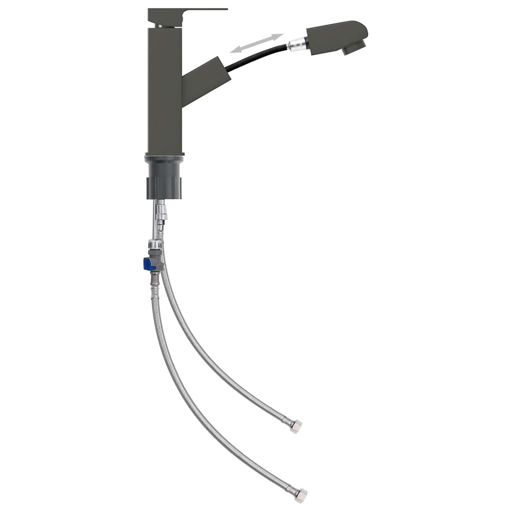 VidaXL Umyvadlová baterie s vytahovací sprškou šedá 157 x 172 mm