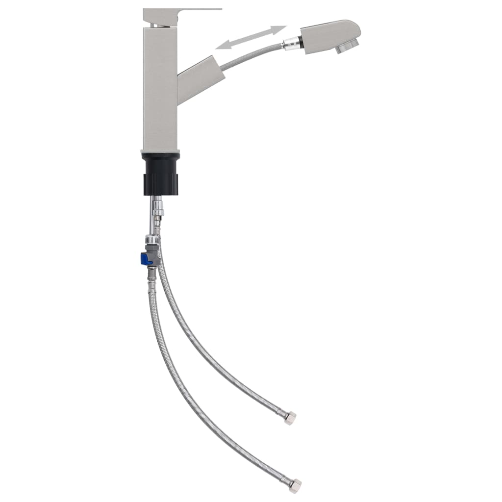 VidaXL Umyvadlová baterie s vytahovací sprškou stříbrná 157 x 172 mm