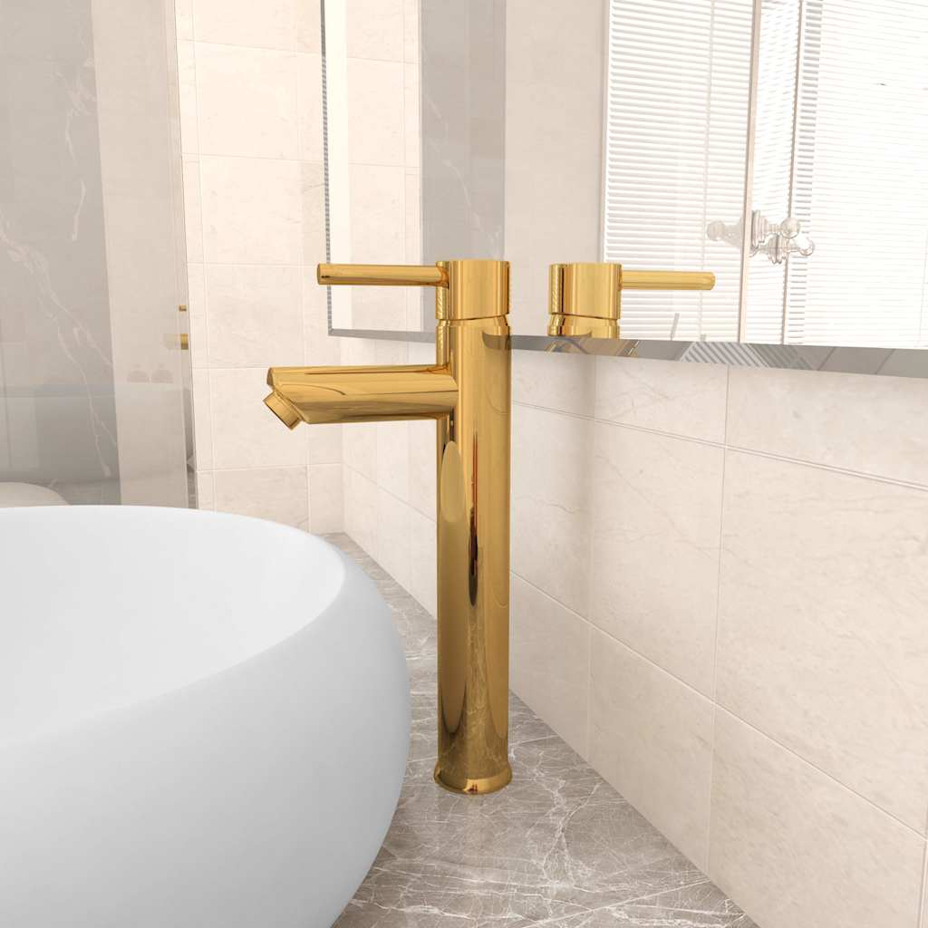 vidaXL Baterie mixer de baie, auriu, 12x30 cm