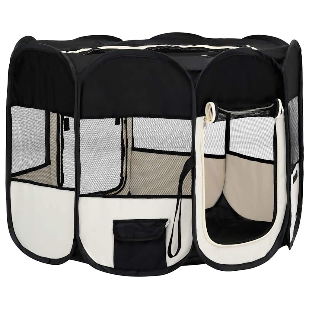 vidaXL Țarc de câini pliabil cu sac de transport, negru, 90x90x58 cm