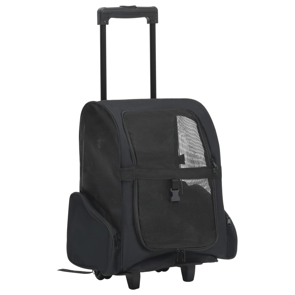 vidaXL Carucior pentru animale companie pliabil multifunctional, negru