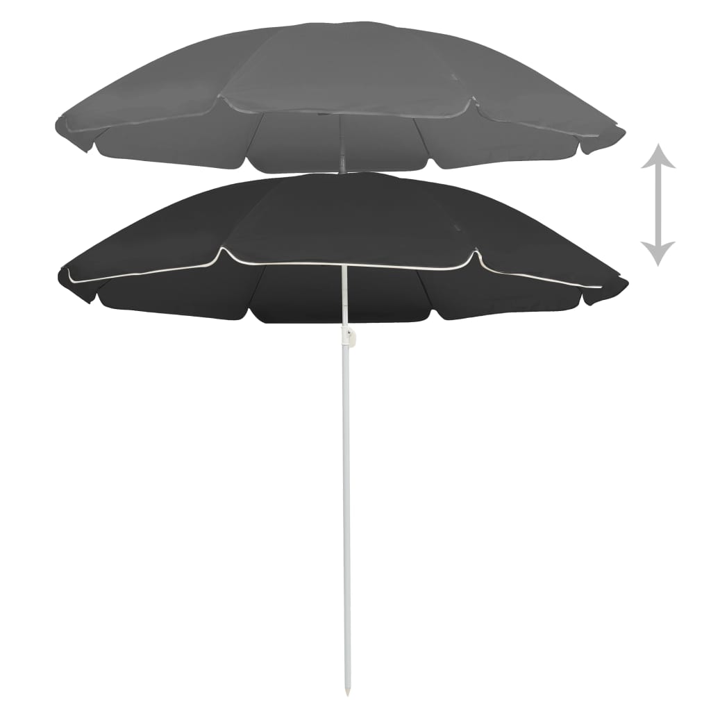 Umbrelă de soare exterior, stâlp din oțel, antracit, 180 cm