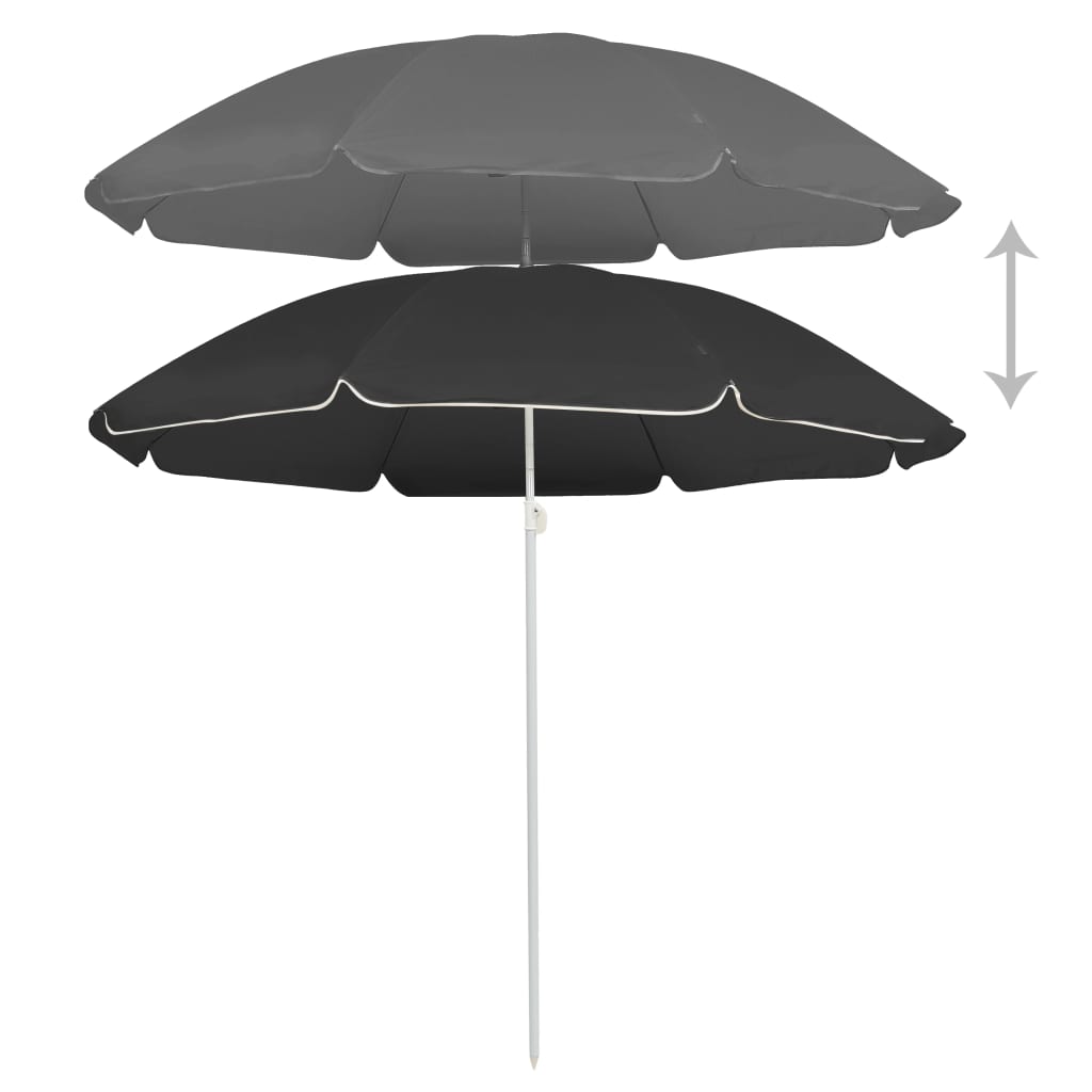 vidaXL Umbrelă de soare de grădină, stâlp din oțel, antracit, 180 cm