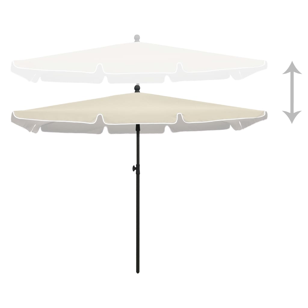 Beschrijving zone klap Parasol met paal 210x140 cm zandkleurig - Décor 24