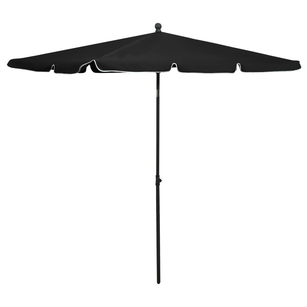 vidaXL Umbrelă de grădină cu stâlp, negru, 210×140 cm vidaXL