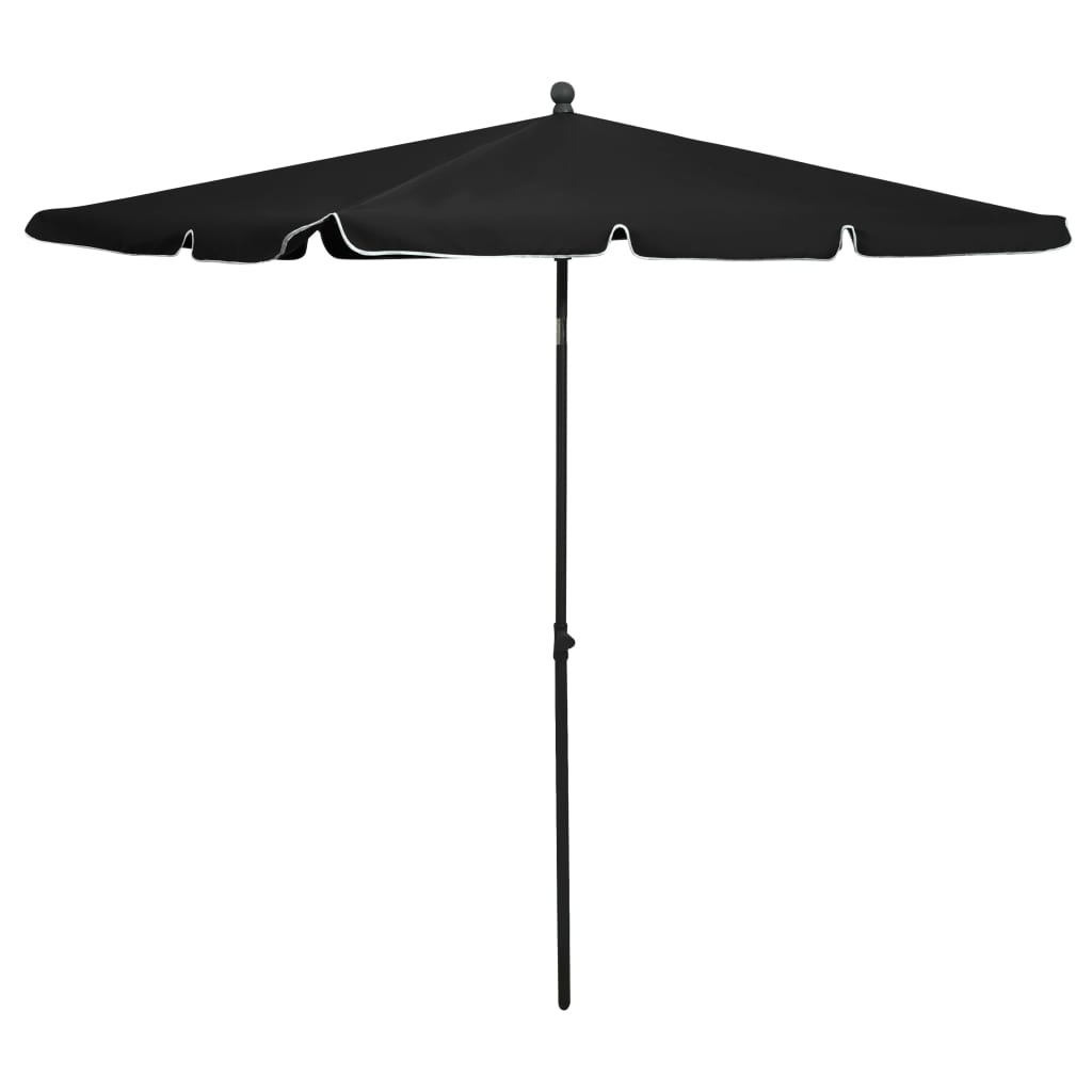 vidaXL Umbrelă de grădină cu stâlp, negru, 210x140 cm