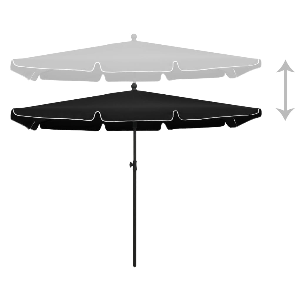 vidaXL Garden Parasol with Pole 82.7"x55.1" Black