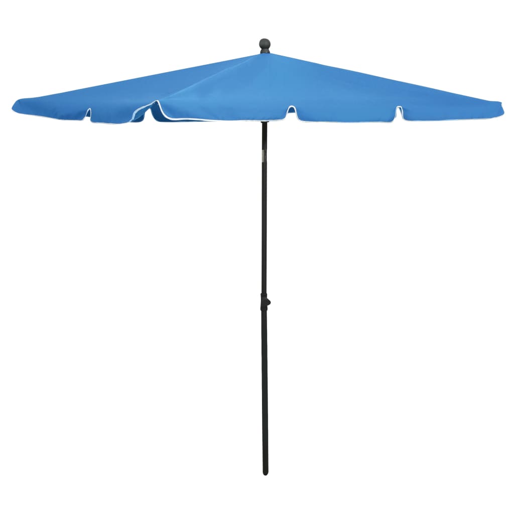 vidaXL parasol med stang 210x140 cm azurblå