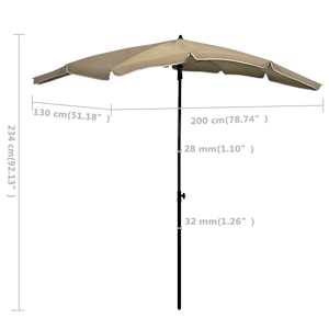 Zahradní slunečník s tyčí 200 x 130 cm taupe - obrázek 6