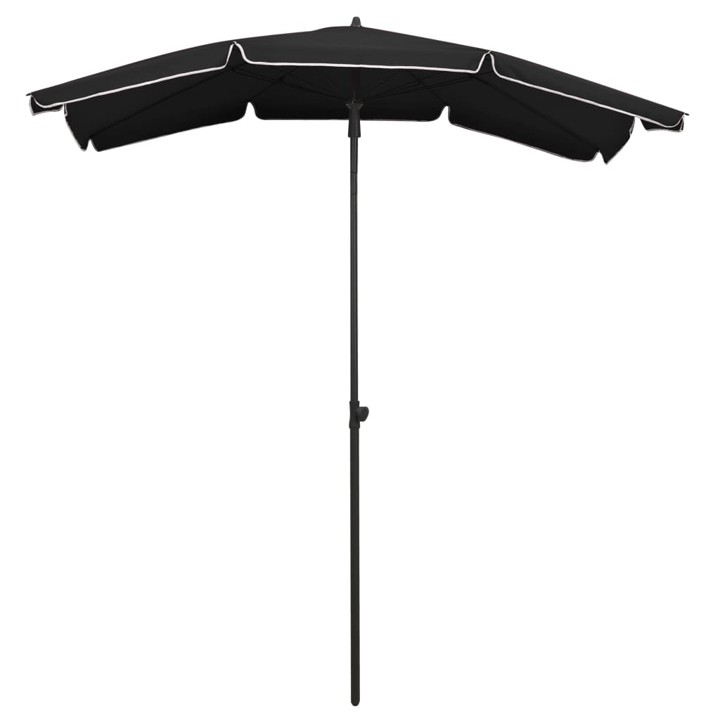 Umbrelă de grădină cu stâlp, negru, 200×130 cm